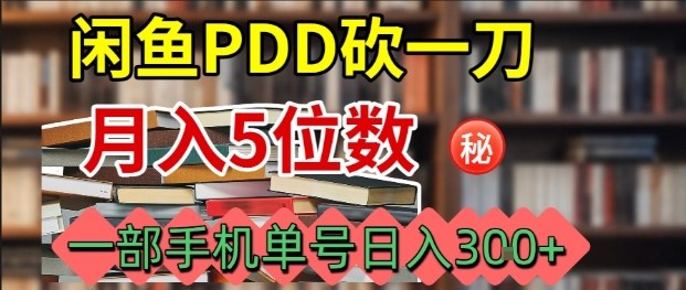 闲鱼PDD砍一刀，一部手机就可以操作，单号日入3张-摇钱述