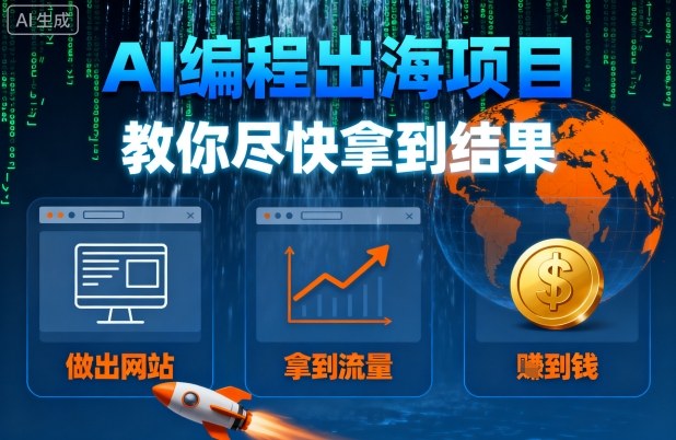 AI编程出海项目，教你尽快拿到结果-做出网站、拿到流量、賺到钱-摇钱述