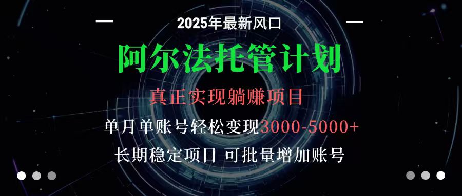 阿尔法托管计划 单账号月入3000-5000，长期稳定项目，新手小白轻松上手-摇钱述