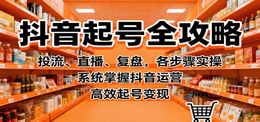 抖音起号全攻略，投流、直播、复盘，各步骤实操，系统掌握抖音运营，高效起号变现-摇钱述