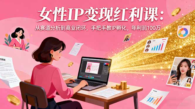 女性IP变现红利课：从赛道分析到商业闭环，手把手教IP孵化，年利润100万-摇钱述