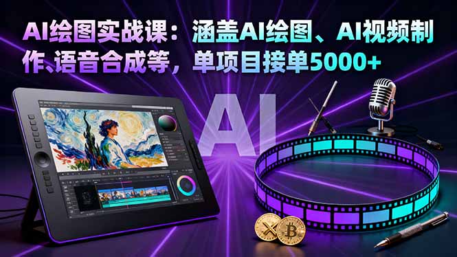 AI绘图实战课：涵盖AI绘图、AI视频制作、语音合成等，单项目接单5000+-摇钱述