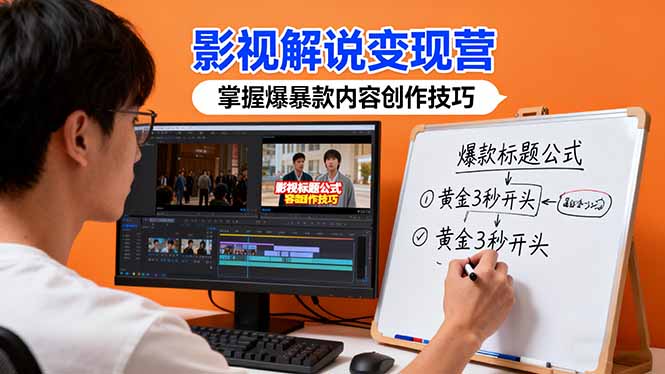 影视解说变现营：通过30+实战案例爆款内容创作技巧，掌握影视解说盈利密码-摇钱述