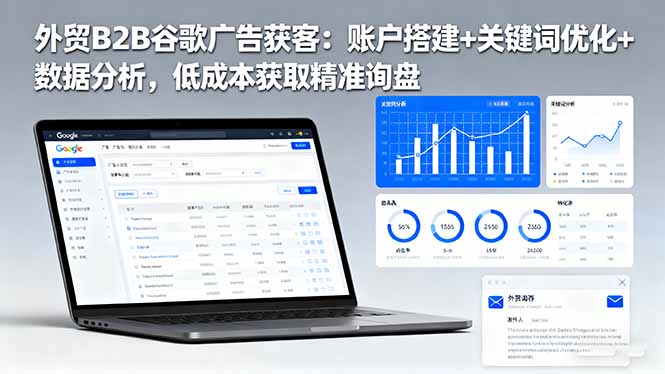 外贸B2B 谷歌广告获客:账户搭建+关键词优化+数据分析 低成本获取精准询盘-摇钱述