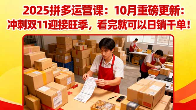 2025拼多多运营课:10月重磅更新:冲刺双11迎接旺季,看完就可以日销千单-摇钱述