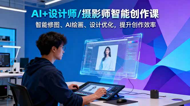 AI+设计师/摄影师智能创作课:智能修图、AI绘画、设计优化,提升创作效率-摇钱述