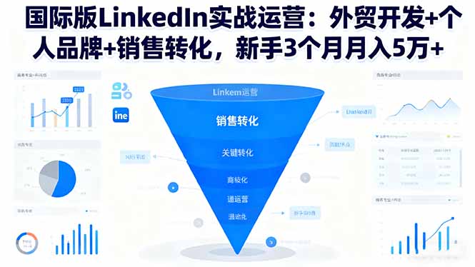 国际版LinkedIn实战运营:外贸开发+个人品牌+销售转化,新手3个月月入5万+-摇钱述